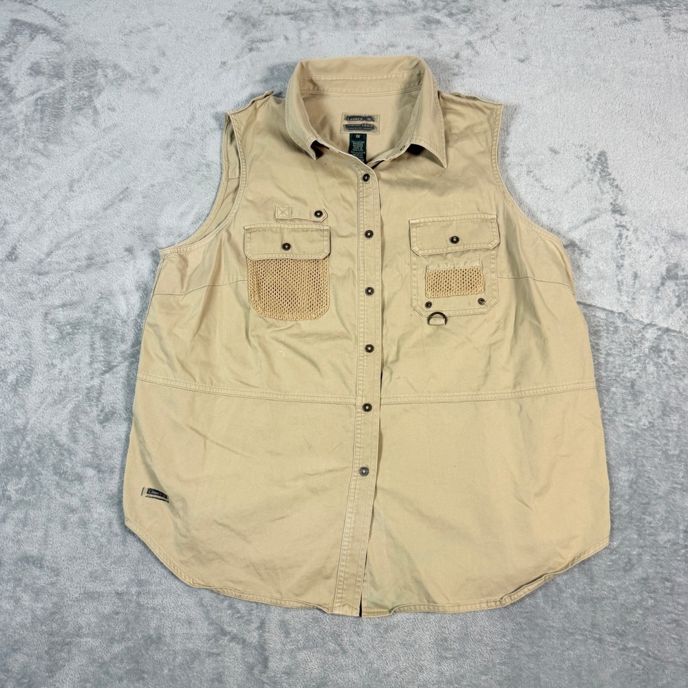 Vintage Lauren Ralph Lauren Womens 1X Utility Vest Cotton Mesh Safari Gorpcore